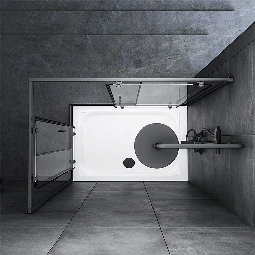 Душевой уголок AM.PM Gem W90G-404-120280-BT Twin Slide 120x80, профиль черный матовый, стекло прозрачное Душевой уголок AM.PM Gem W90G-404-120280-BT Twin Slide 120x80, профиль черный матовый, стекло прозрачное