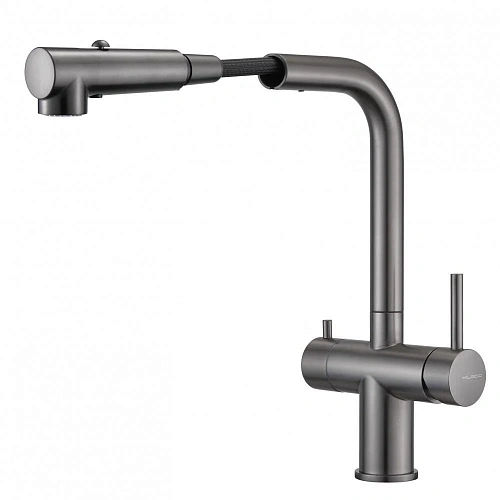 Смеситель для кухни Milacio Ultra 561 (MCU.561.GM) под фильтр, вороненая сталь с вытяжной лейкой Смеситель для кухни Milacio Ultra 561 (MCU.561.GM) под фильтр, вороненая сталь с вытяжной лейкой