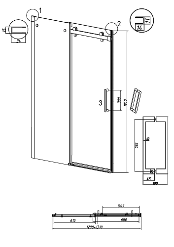 Душевая дверь GROSSMAN Classic 100.K33.04.130.10.00 (130x195) хром, стекло прозрачное Душевая дверь GROSSMAN Classic 100.K33.04.130.10.00 (130x195) хром, стекло прозрачное