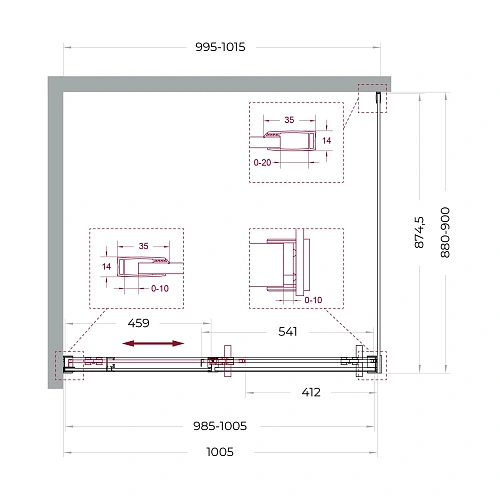 Душевой уголок BelBagno SOFT_CLOSE-1-AH-1-100/90-C-GM 100x90 см, профиль оружейная сталь, стекло прозрачное Душевой уголок BelBagno SOFT_CLOSE-1-AH-1-100/90-C-GM 100x90 см, профиль оружейная сталь, стекло прозрачное