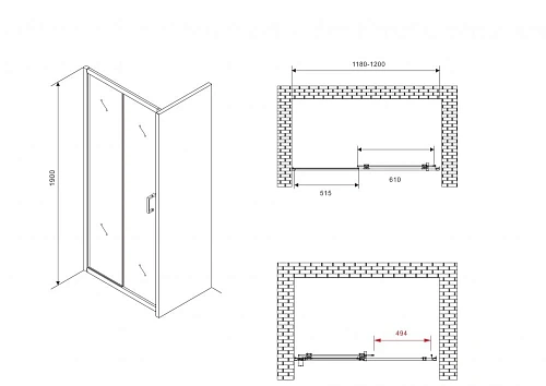 Душевая дверь ABBER Schwarzer Diamant AG30120B5 120 см универсальная, профиль черный, стекло прозрачное Душевая дверь ABBER Schwarzer Diamant AG30120B5 120 см универсальная, профиль черный, стекло прозрачное
