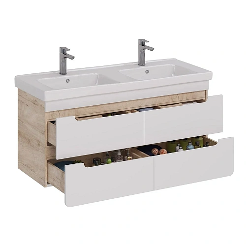 Тумба под раковину Lemark OLIVIA 125 см подвесная, дуб кантри, белый LM08OL125T Тумба под раковину Lemark OLIVIA 125 см подвесная, дуб кантри, белый LM08OL125T