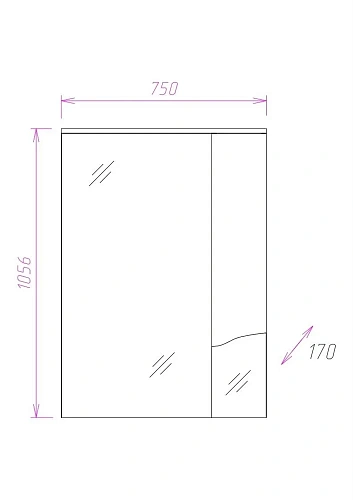 Зеркальный шкаф Onika МОНИКА 75.01 правый 207507 Зеркальный шкаф Onika МОНИКА 75.01 правый 207507