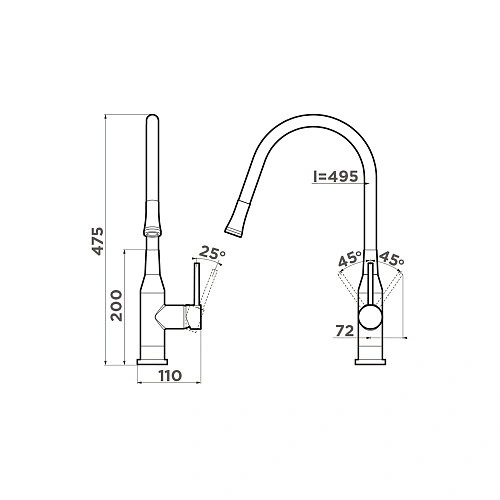 Смеситель для кухни Omoikiri Yatomi-BN-R 4994248 Смеситель для кухни Omoikiri Yatomi-BN-R 4994248