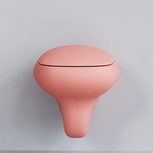 Унитаз подвесной Diamond 123T20901R (530x405x375) розовый матовый безободковый с толстой крышкой 123T20901R-122T20901 Унитаз подвесной Diamond 123T20901R (530x405x375) розовый матовый безободковый с толстой крышкой 123T20901R-122T20901