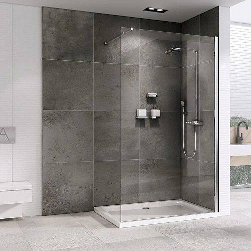 Душевая перегородка ABBER Immer Offen AG61120 120 см универсальная, профиль хром, стекло прозрачное Душевая перегородка ABBER Immer Offen AG61120 120 см универсальная, профиль хром, стекло прозрачное