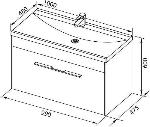 Тумба под раковину Aquanet Августа 100 белый глянец 00274142 Тумба под раковину Aquanet Августа 100 белый глянец 00274142