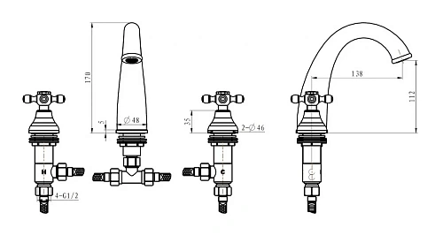 Смеситель для раковины Boheme SATINE 297-ST на 3 отверстия Смеситель для раковины Boheme SATINE 297-ST на 3 отверстия