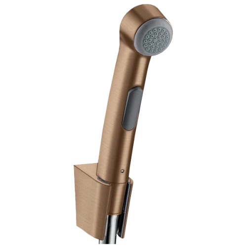 Гигиеническая лейка Hansgrohe 1jet со шлангом и держателем 32129310, шлифованное красное золото Гигиеническая лейка Hansgrohe 1jet со шлангом и держателем 32129310, шлифованное красное золото