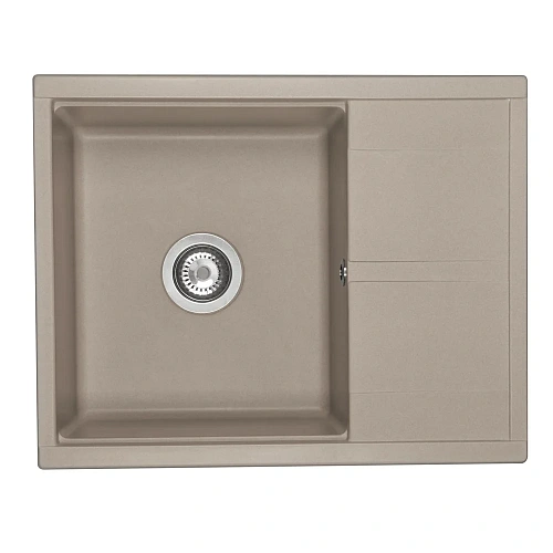 Кухонная мойка Aquaton Делия 65 1A718632DE250 из литого мрамора, серый шелк Кухонная мойка Aquaton Делия 65 1A718632DE250 из литого мрамора, серый шелк