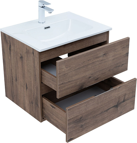 Тумба под раковину Aquanet Алвита New 60 2 ящика, дуб веллингтон табак 00334184 подвесная Тумба под раковину Aquanet Алвита New 60 2 ящика, дуб веллингтон табак 00334184 подвесная