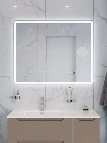 Зеркало BelBagno SPC-MAR-1000-800-LED-TCH-LNZ с подсветкой и встроенной линзой 3-х кратного увеличения Зеркало BelBagno SPC-MAR-1000-800-LED-TCH-LNZ с подсветкой и встроенной линзой 3-х кратного увеличения