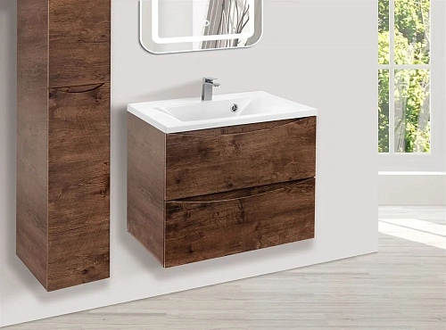 Тумба под раковину Vincea Mia 650 подвесная, 2 выкатных ящика soft close, R.Wood VMC-2MA650RW Тумба под раковину Vincea Mia 650 подвесная, 2 выкатных ящика soft close, R.Wood VMC-2MA650RW