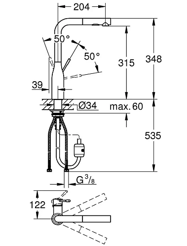 Смеситель для кухни GROHE Essence New, холодный рассвет глянец (30270GL0) Смеситель для кухни GROHE Essence New, холодный рассвет глянец (30270GL0)