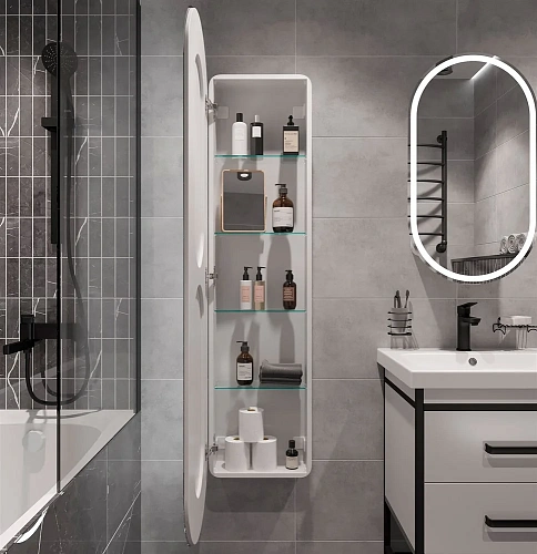 Шкаф-пенал STWORKI Мальмё МВК075 45, с подсветкой, белый 541671 Шкаф-пенал STWORKI Мальмё МВК075 45, с подсветкой, белый 541671