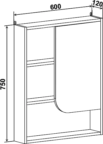 Зеркальный шкаф DIWO Самара 60 R, дуб скандинавский, прямоугольное, навесное, левый, под дерево 4618 461849 Зеркальный шкаф DIWO Самара 60 R, дуб скандинавский, прямоугольное, навесное, левый, под дерево 4618 461849