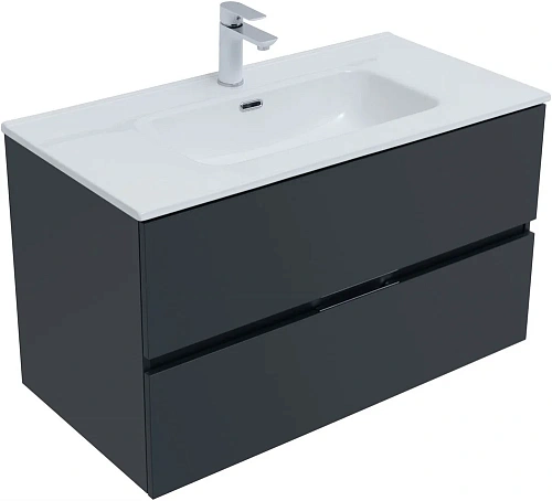 Тумба под раковину Aquanet Алвита New 90 2 ящика, антрацит 00303919 Тумба под раковину Aquanet Алвита New 90 2 ящика, антрацит 00303919