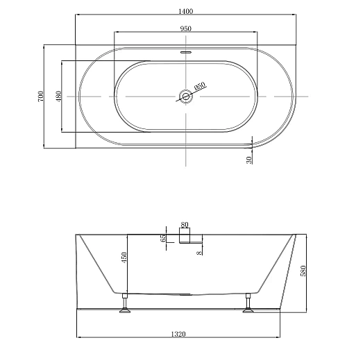 Акриловая ванна ABBER AB9502-1.4 L белая Акриловая ванна ABBER AB9502-1.4 L белая