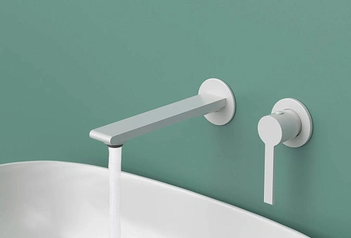 Смеситель для раковины Kaiser Serio настенный белый матовый 05511-4 Смеситель для раковины Kaiser Serio настенный белый матовый 05511-4