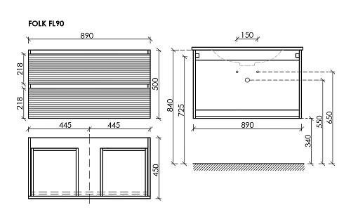 Тумба под раковину SANCOS Folk FL90CP 890х445х500 капучино, подвесная Тумба под раковину SANCOS Folk FL90CP 890х445х500 капучино, подвесная