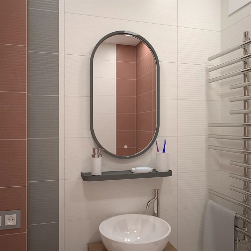 Зеркало DIWO Казань 45 серое, с подсветкой, овальное, в стиле лофт, сенсорное управление 543683 Зеркало DIWO Казань 45 серое, с подсветкой, овальное, в стиле лофт, сенсорное управление 543683