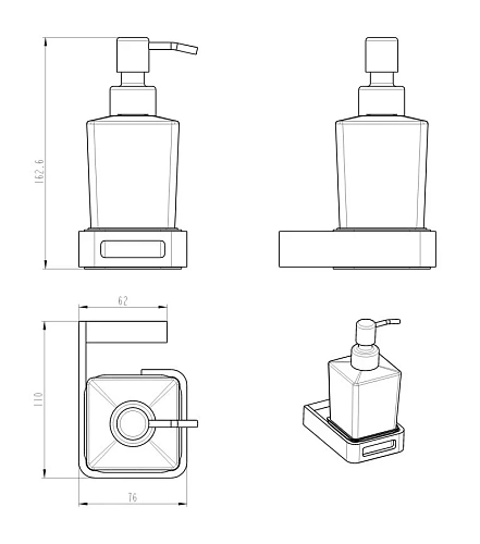 Дозатор жидкого мыла Boheme Chrome & Black Q 10957-CR-B Дозатор жидкого мыла Boheme Chrome & Black Q 10957-CR-B