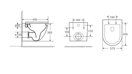 Унитаз подвесной GROSSMAN GR-4455BMSQ 490x370x360 черный матовый безободковый смыв торнадо бесшумный с сиденьем Унитаз подвесной GROSSMAN GR-4455BMSQ 490x370x360 черный матовый безободковый смыв торнадо бесшумный с сиденьем