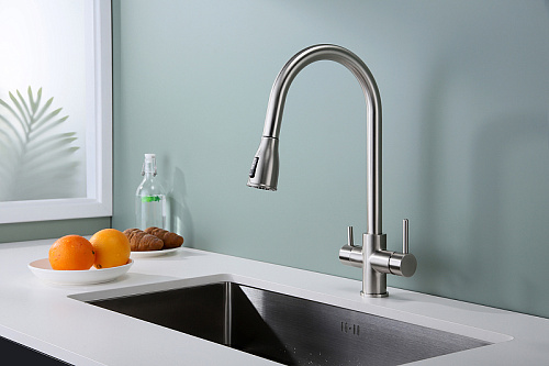 Смеситель для кухни Paulmark LANGE брашированная сталь La214212-BS Смеситель для кухни Paulmark LANGE брашированная сталь La214212-BS