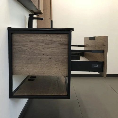 Тумба с раковиной Comforty Бонн 90 00-00001937 дуб темный с черной матовой раковина Comforty 90E Тумба с раковиной Comforty Бонн 90 00-00001937 дуб темный с черной матовой раковина Comforty 90E