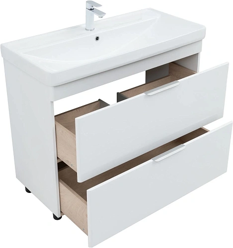 Тумба под раковину Aquanet Ирис New 100 напольная, белый глянец 00339257 напольная Тумба под раковину Aquanet Ирис New 100 напольная, белый глянец 00339257 напольная