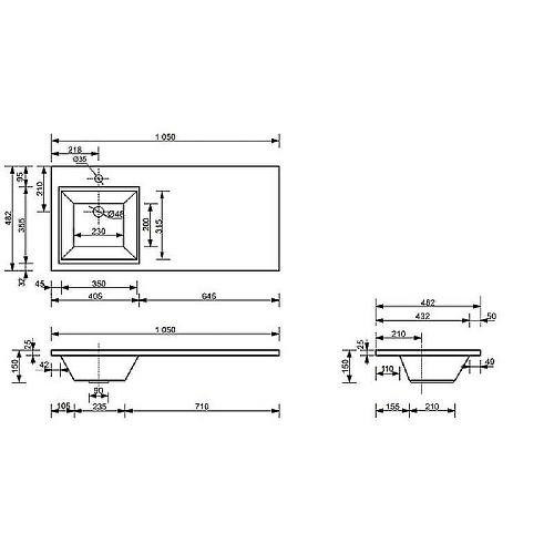 Тумба с раковиной Эстет Dallas Luxe ФР-00009671 1050х482 левая, подвесная 2 ящика Тумба с раковиной Эстет Dallas Luxe ФР-00009671 1050х482 левая, подвесная 2 ящика