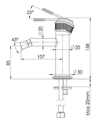 Смеситель для биде Remer Atelier AL22 Смеситель для биде Remer Atelier AL22
