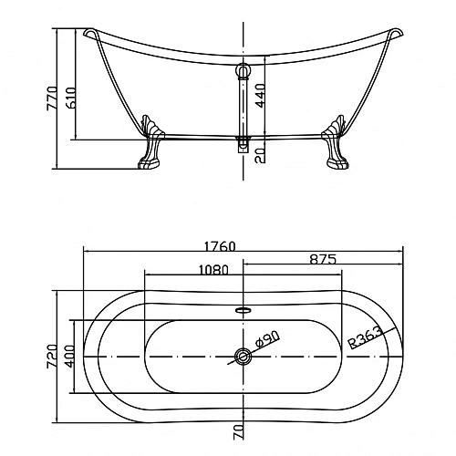 Ванна отдельностоящая Swedbe Vita 8818CH 1760мм Ванна отдельностоящая Swedbe Vita 8818CH 1760мм
