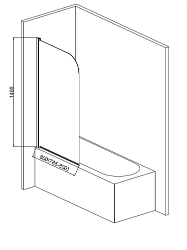 Шторка на ванну AQUAme AQM2851 800x1400мм стекло 6мм, цвет профиля хром Шторка на ванну AQUAme AQM2851 800x1400мм стекло 6мм, цвет профиля хром