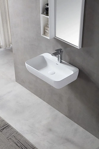 Раковина ABBER Stein AS2654 подвесная, белая матовая Раковина ABBER Stein AS2654 подвесная, белая матовая