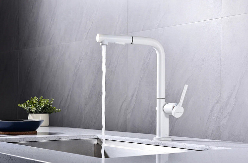 Смеситель для кухни Paulmark NEO белый матовый Ne214419-WH Смеситель для кухни Paulmark NEO белый матовый Ne214419-WH