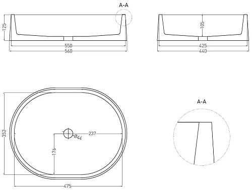 Раковина Salini GLORIA 10 1102211M 560x440 накладная S-Stone Раковина Salini GLORIA 10 1102211M 560x440 накладная S-Stone