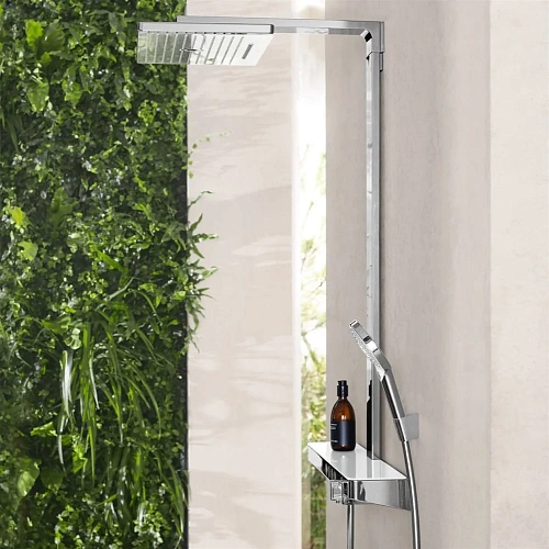 Душевая стойка Hansgrohe Rainmaker Select 420 2jet Showerpipe 27168400 хром/белый Душевая стойка Hansgrohe Rainmaker Select 420 2jet Showerpipe 27168400 хром/белый