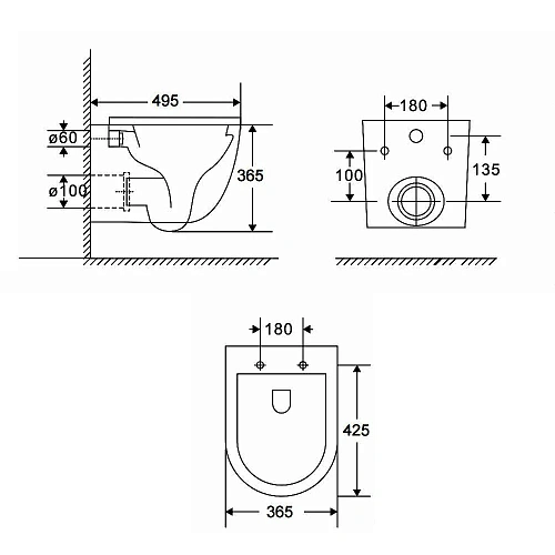 Унитаз подвесной AQUAme AQM2002PRO с сиденьем SoftClose, технология смыва Invisible 490x370x360 Унитаз подвесной AQUAme AQM2002PRO с сиденьем SoftClose, технология смыва Invisible 490x370x360