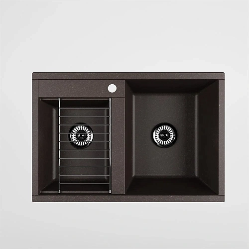 Кухонная мойка Aquaton Делия 78 DBL 1A723132DE280 из литого мрамора, две чаши, кофе Кухонная мойка Aquaton Делия 78 DBL 1A723132DE280 из литого мрамора, две чаши, кофе