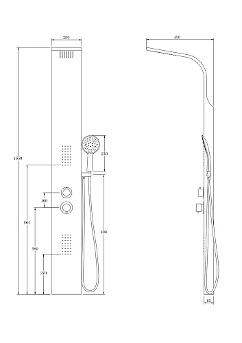 Душевая панель Taliente S02 165x20см, хром, без излива TA-G-S02C Душевая панель Taliente S02 165x20см, хром, без излива TA-G-S02C