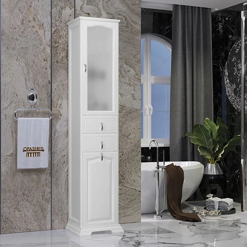 Шкаф-пенал Opadiris Риспекто 40, с бельевой корзиной, белый матовый, левый, вар. 2 00-00005838 Шкаф-пенал Opadiris Риспекто 40, с бельевой корзиной, белый матовый, левый, вар. 2 00-00005838