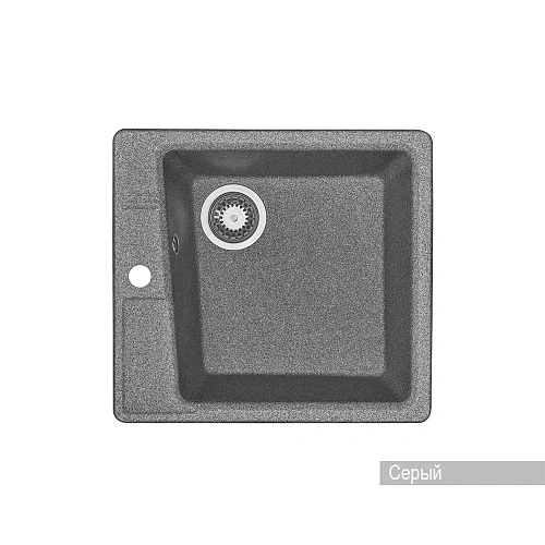 Кухонная мойка Aquaton Парма 1A713032PM230 из литого мрамора, квадратная, серая Кухонная мойка Aquaton Парма 1A713032PM230 из литого мрамора, квадратная, серая