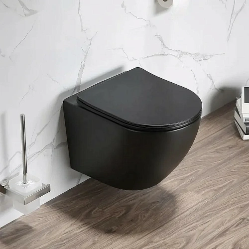 Унитаз подвесной Ceruttispa TICINO Aria MB CT8918 безободковый черный матовый, сиденье микролифт Унитаз подвесной Ceruttispa TICINO Aria MB CT8918 безободковый черный матовый, сиденье микролифт