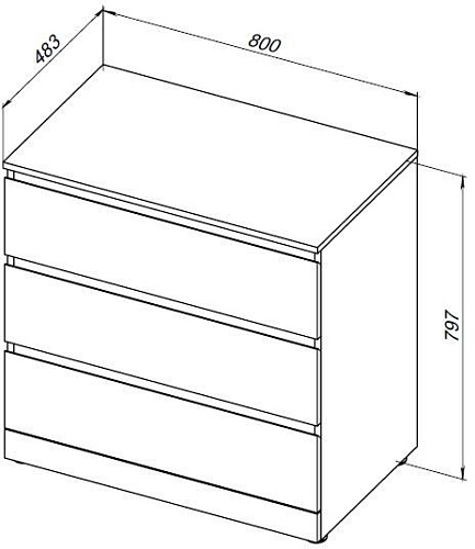 Комод Aquanet Сканди 800x480 Дуб эдгрейн (3 ящика) 00302543 Комод Aquanet Сканди 800x480 Дуб эдгрейн (3 ящика) 00302543