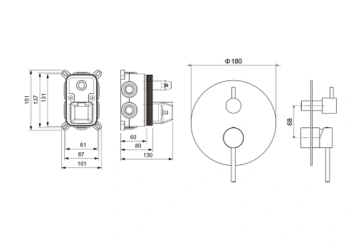 Смеситель для ванны Aquatek ЕВРОПА AQ1347CR Хром, встраиваемый Смеситель для ванны Aquatek ЕВРОПА AQ1347CR Хром, встраиваемый