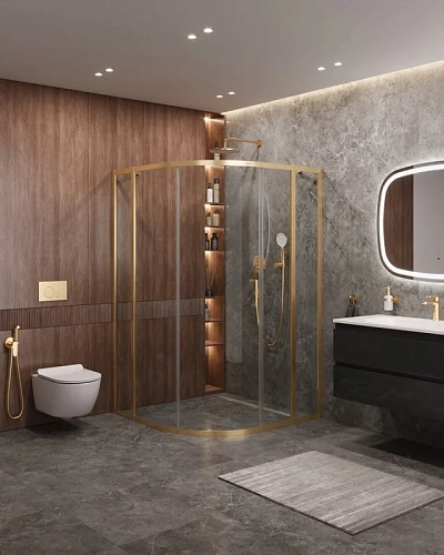 Душевой уголок CEZARES MOLVENO-R-11-90+20-C-BORO-IV цвет профиля брашированное золото стекло прозрачное 1100x1100 мм Душевой уголок CEZARES MOLVENO-R-11-90+20-C-BORO-IV цвет профиля брашированное золото стекло прозрачное 1100x1100 мм