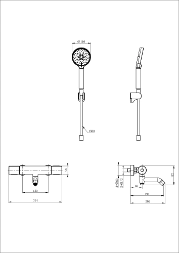 Смеситель для ванны Wonzon & Woghand с термостатом, белый матовый (WW-A2006-A1-MW) Смеситель для ванны Wonzon & Woghand с термостатом, белый матовый (WW-A2006-A1-MW)