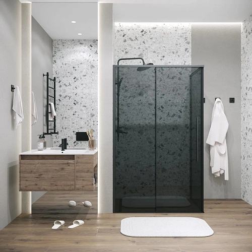 Боковая стенка GROSSMAN Galaxy 200.K33.01.90.21.10 (90x195) черный матовый, стекло тонированное Боковая стенка GROSSMAN Galaxy 200.K33.01.90.21.10 (90x195) черный матовый, стекло тонированное