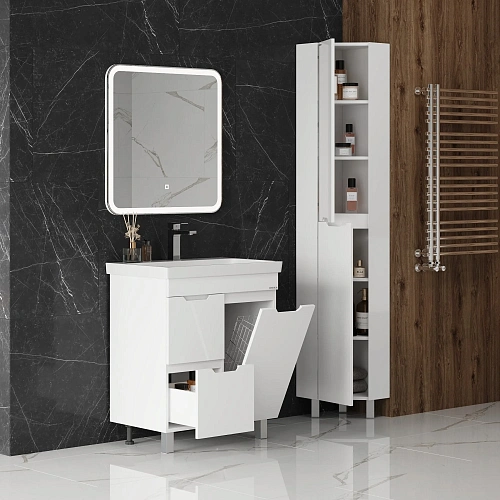 Тумба под раковину Onika Айленд 70 см 107062 напольная, белая, с корзиной (для Адриана 70) Тумба под раковину Onika Айленд 70 см 107062 напольная, белая, с корзиной (для Адриана 70)